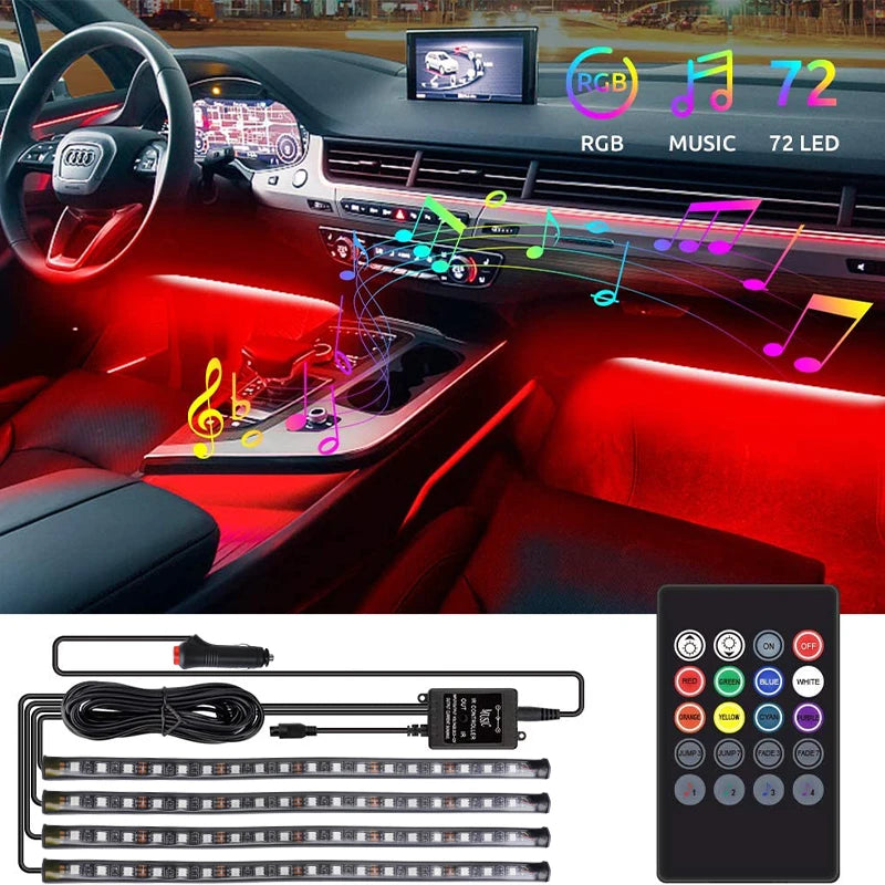 72/48/36 LED RGB Ambient Foot lighting With USB/Cigar/App