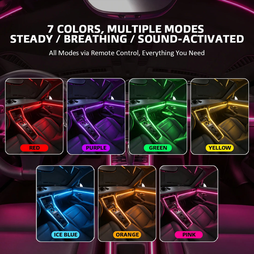 RGB Car Interior Ambient LED Light Strip Invisible USB With App