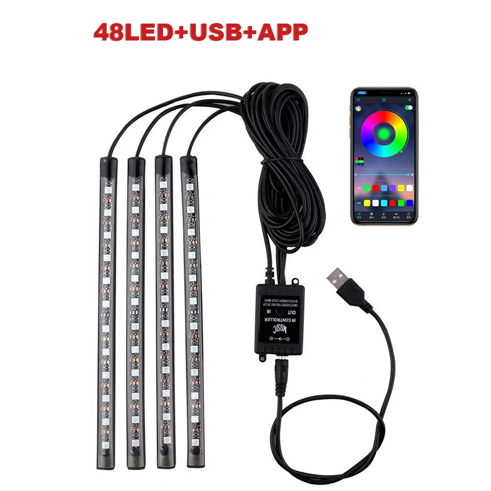 72/48/36 LED RGB Ambient Foot lighting With USB/Cigar/App