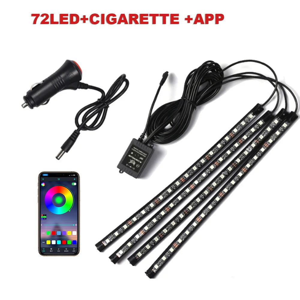 72/48/36 LED RGB Ambient Foot lighting With USB/Cigar/App