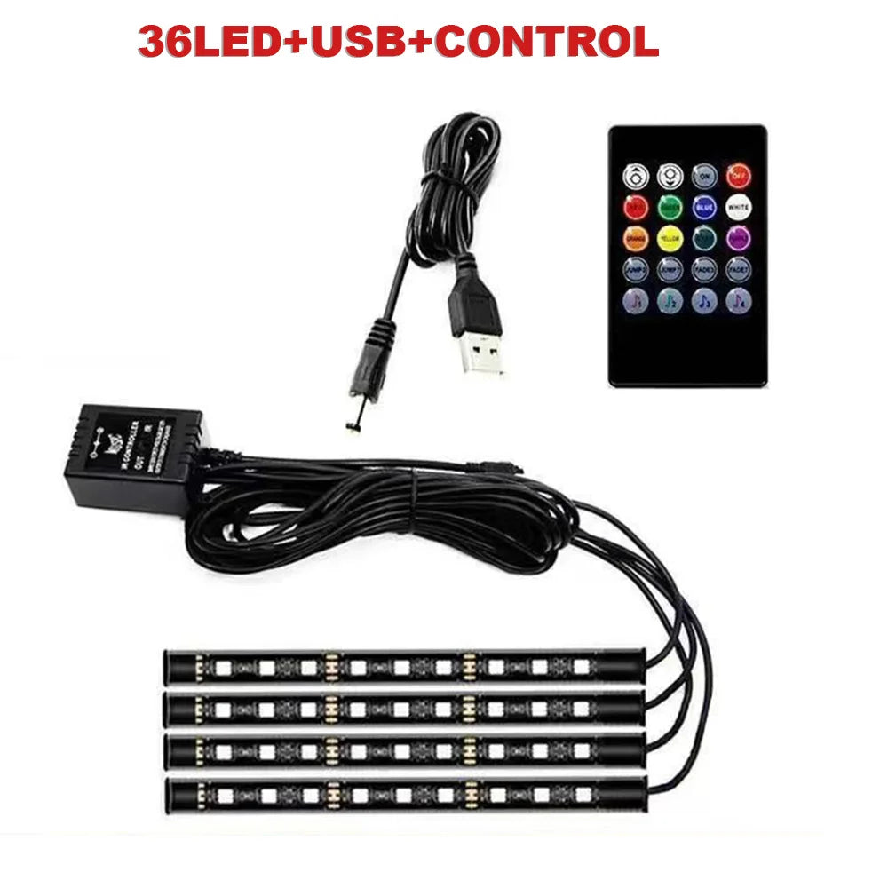 72/48/36 LED RGB Ambient Foot lighting With USB/Cigar/App