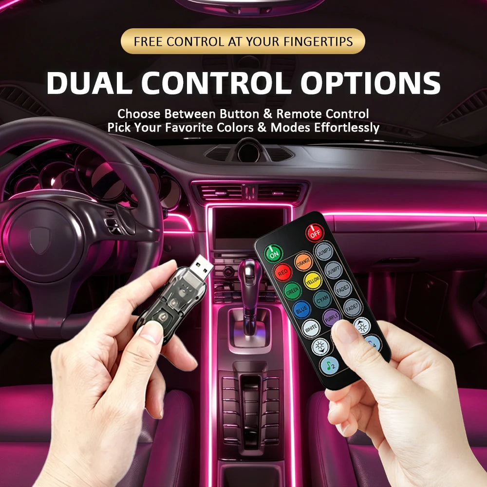 RGB Car Interior Ambient LED Light Strip Invisible USB With App