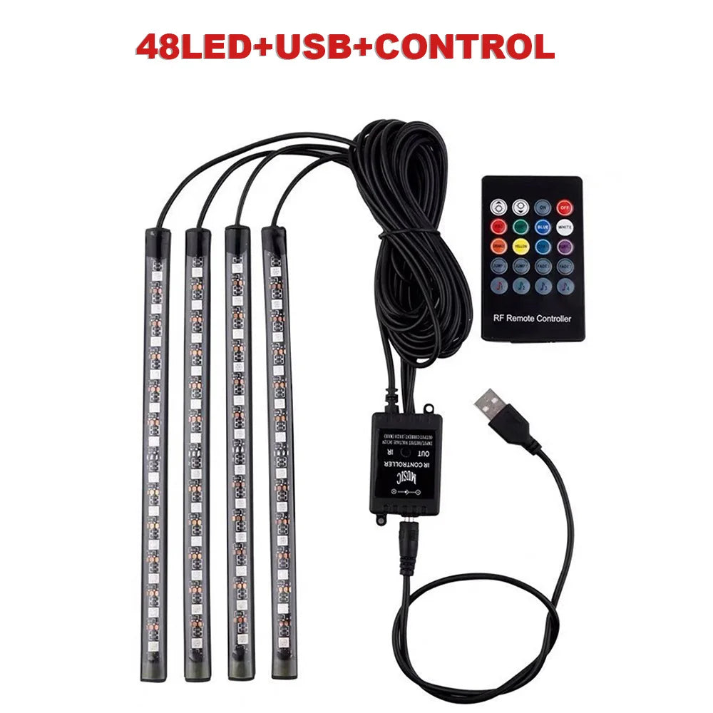 72/48/36 LED RGB Ambient Foot lighting With USB/Cigar/App
