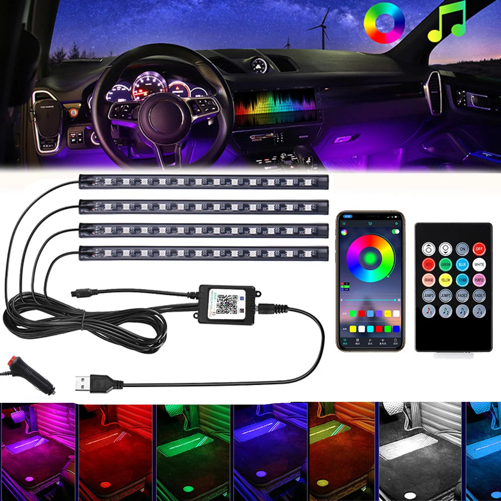 72/48/36 LED RGB Ambient Foot lighting With USB/Cigar/App
