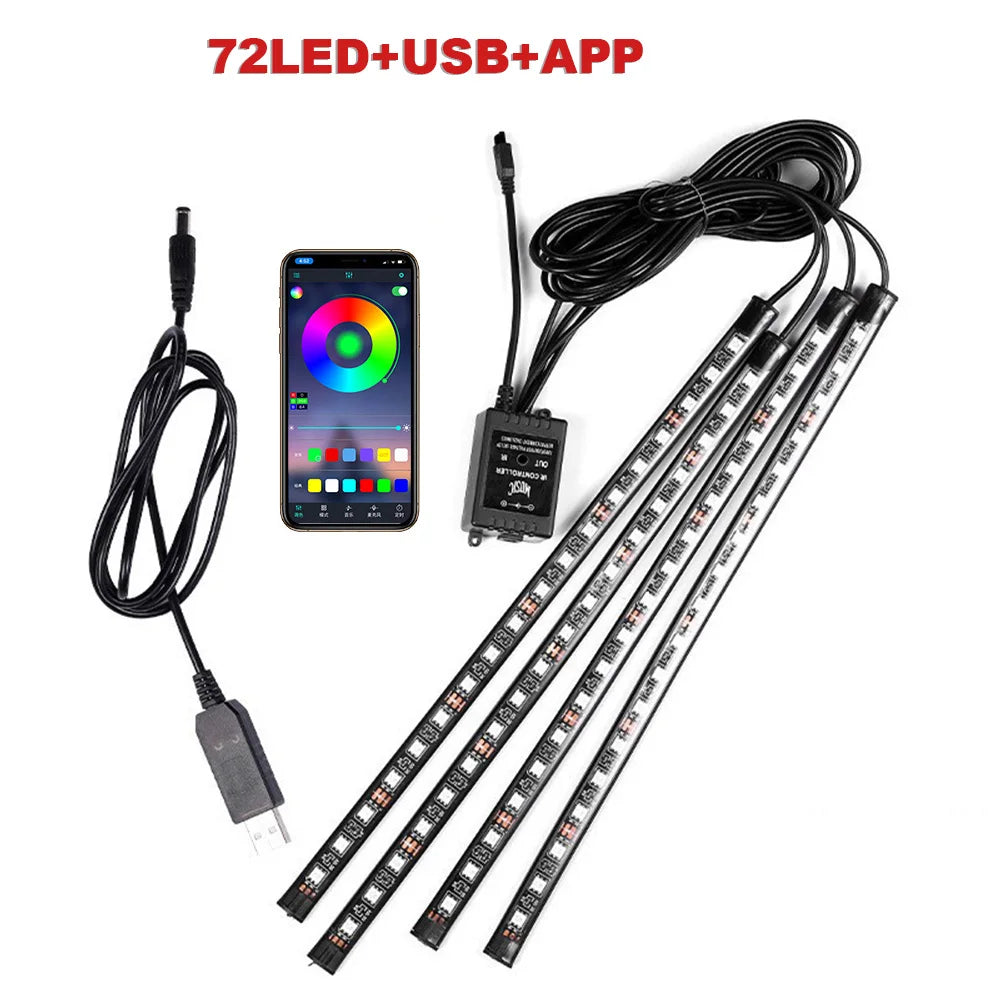 72/48/36 LED RGB Ambient Foot lighting With USB/Cigar/App
