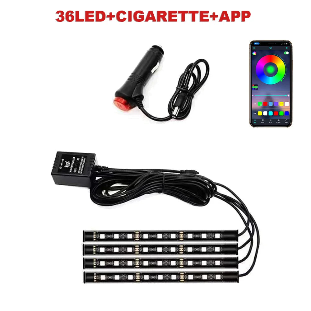 72/48/36 LED RGB Ambient Foot lighting With USB/Cigar/App