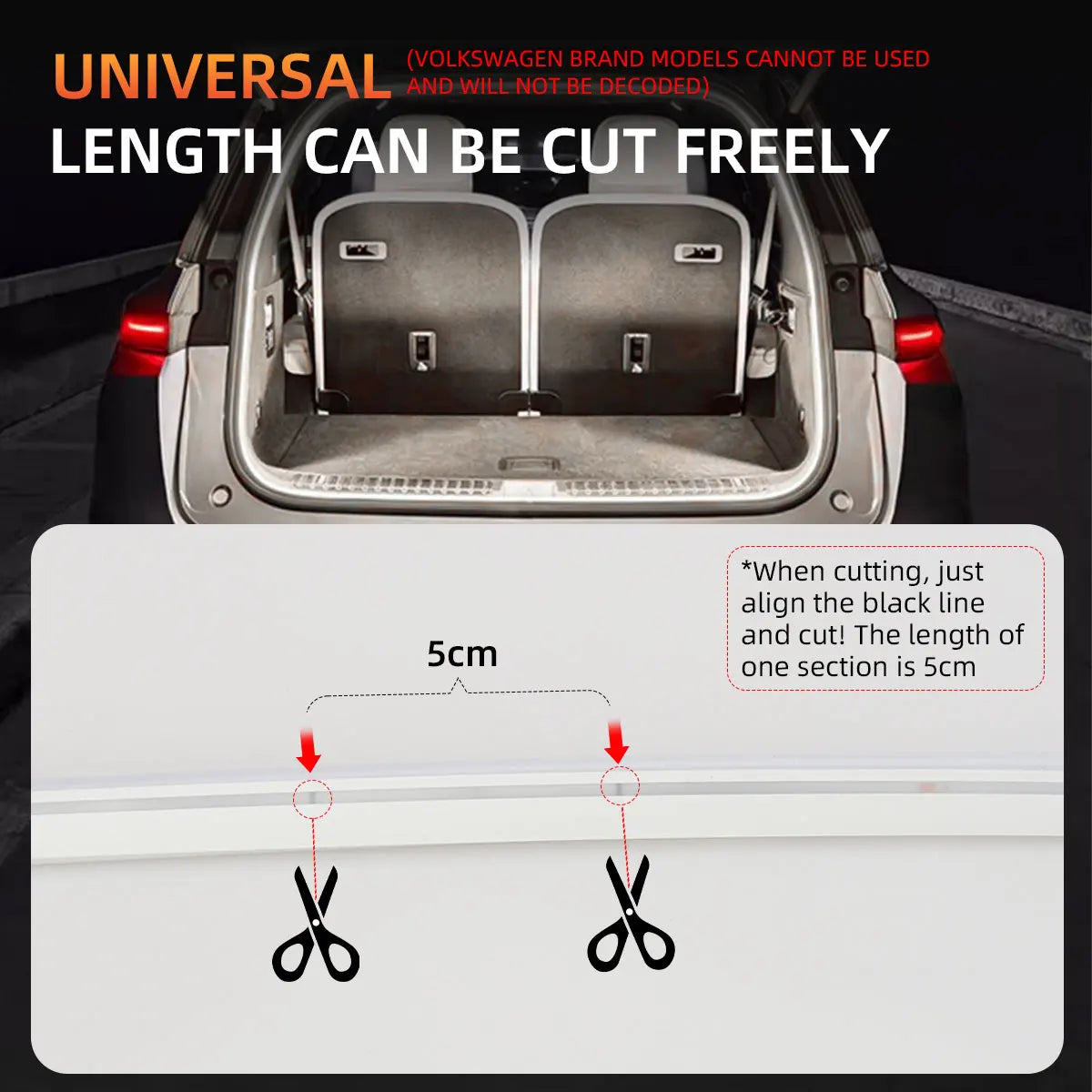 LED Trunk Ambient Light Strip Silicone Atmosphere Light