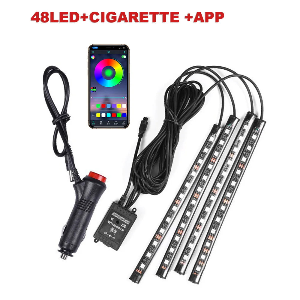 72/48/36 LED RGB Ambient Foot lighting With USB/Cigar/App